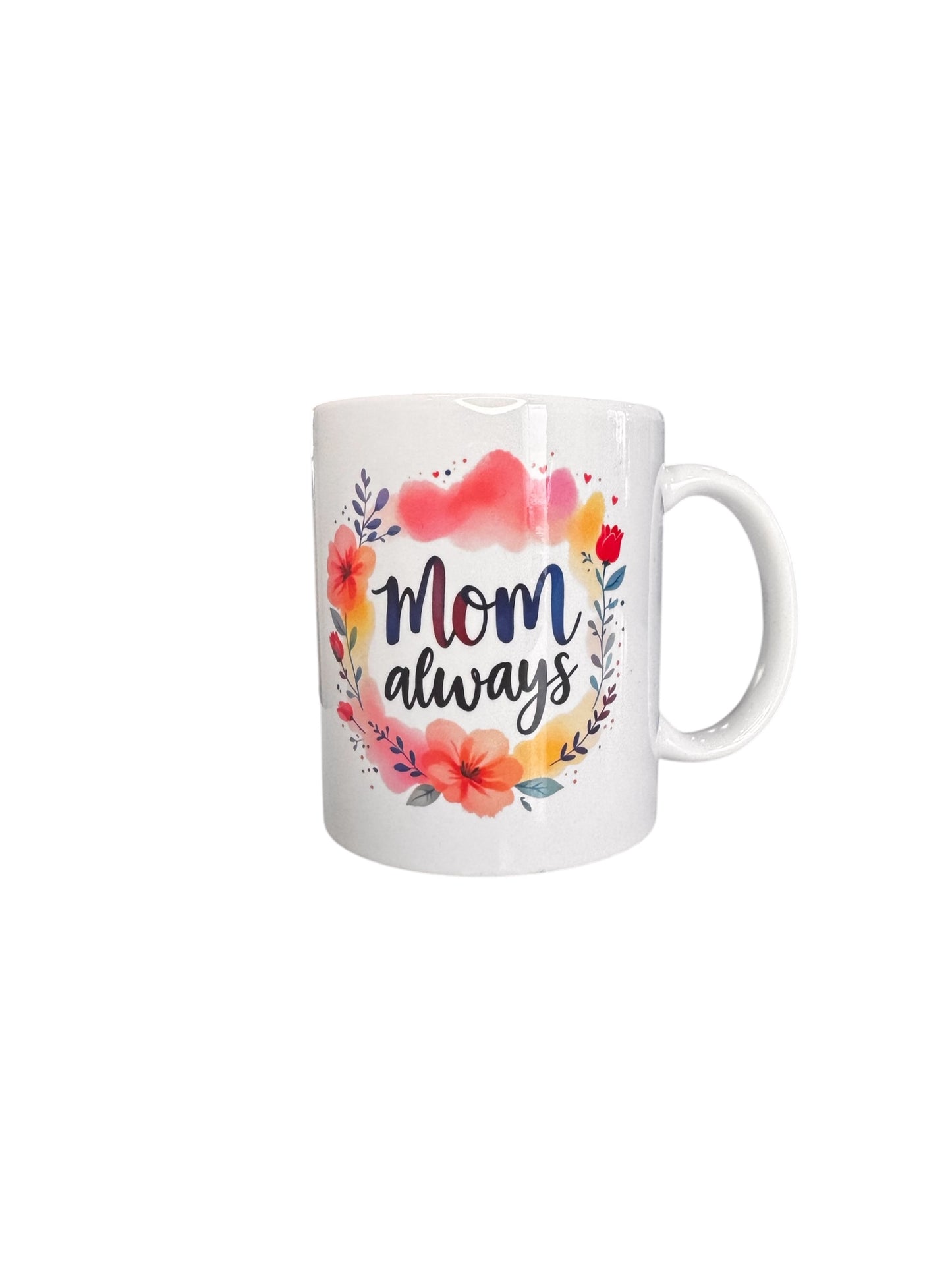 Coffee First Mom Always Mug – Funny & Floral Ceramic Gift Cup for Mom