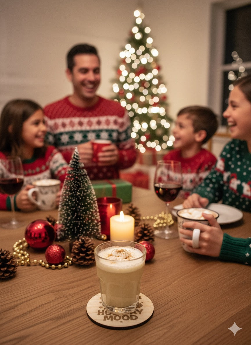 Funny Christmas Coaster – Grumpy Holiday Mood Engraved on Natural Wood