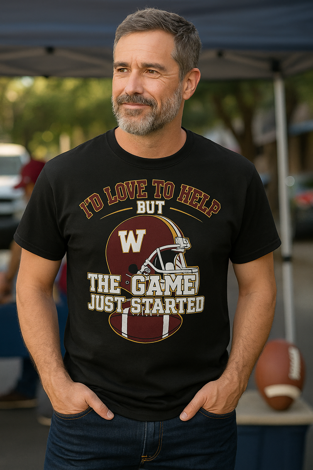 Funny Football T-Shirt – “I’d Love to Help But the Game Just Started” | Game Day Tee