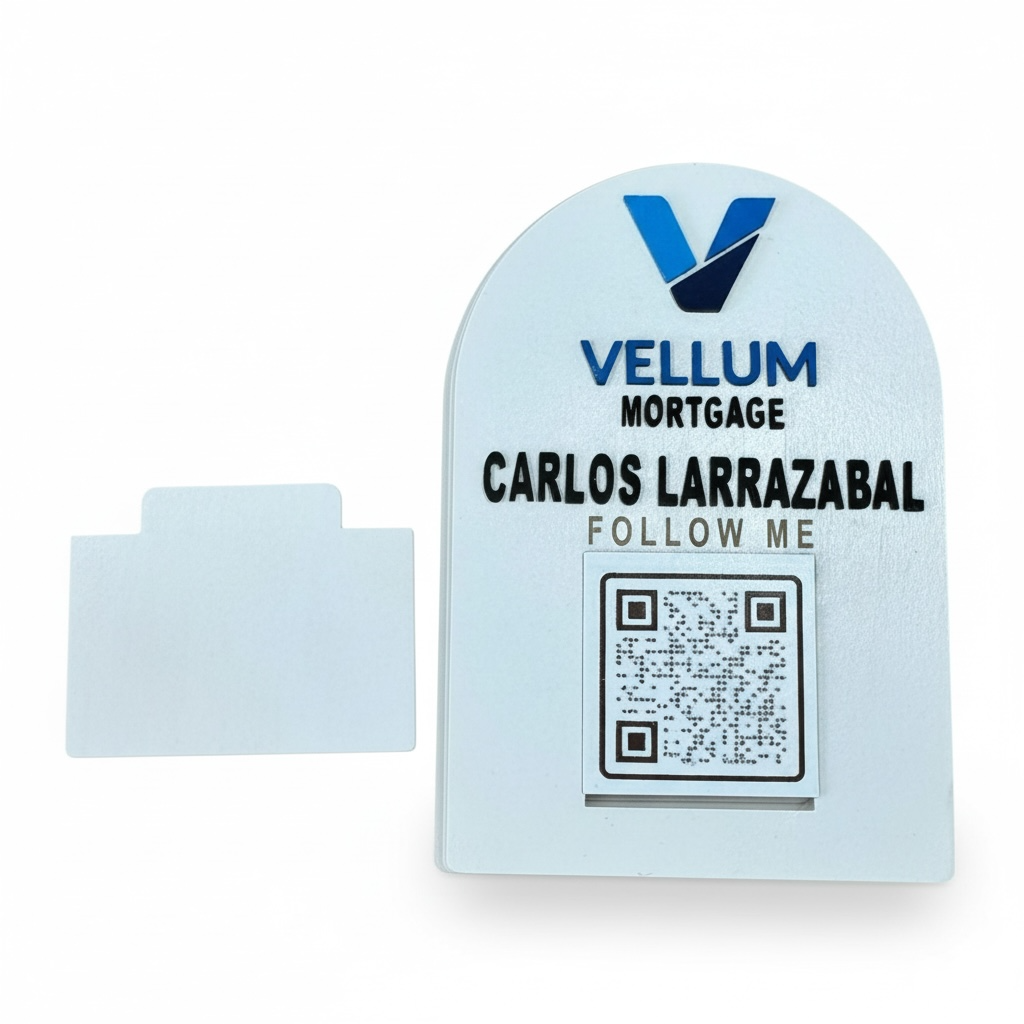 Premium 3D QR Code Business Sign – Hand-Painted Wooden Social Media Display Stand (7”)