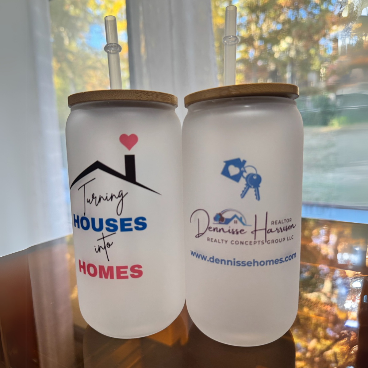 Customizable Frosted Glass 16oz – Personalized with Lid & Straw