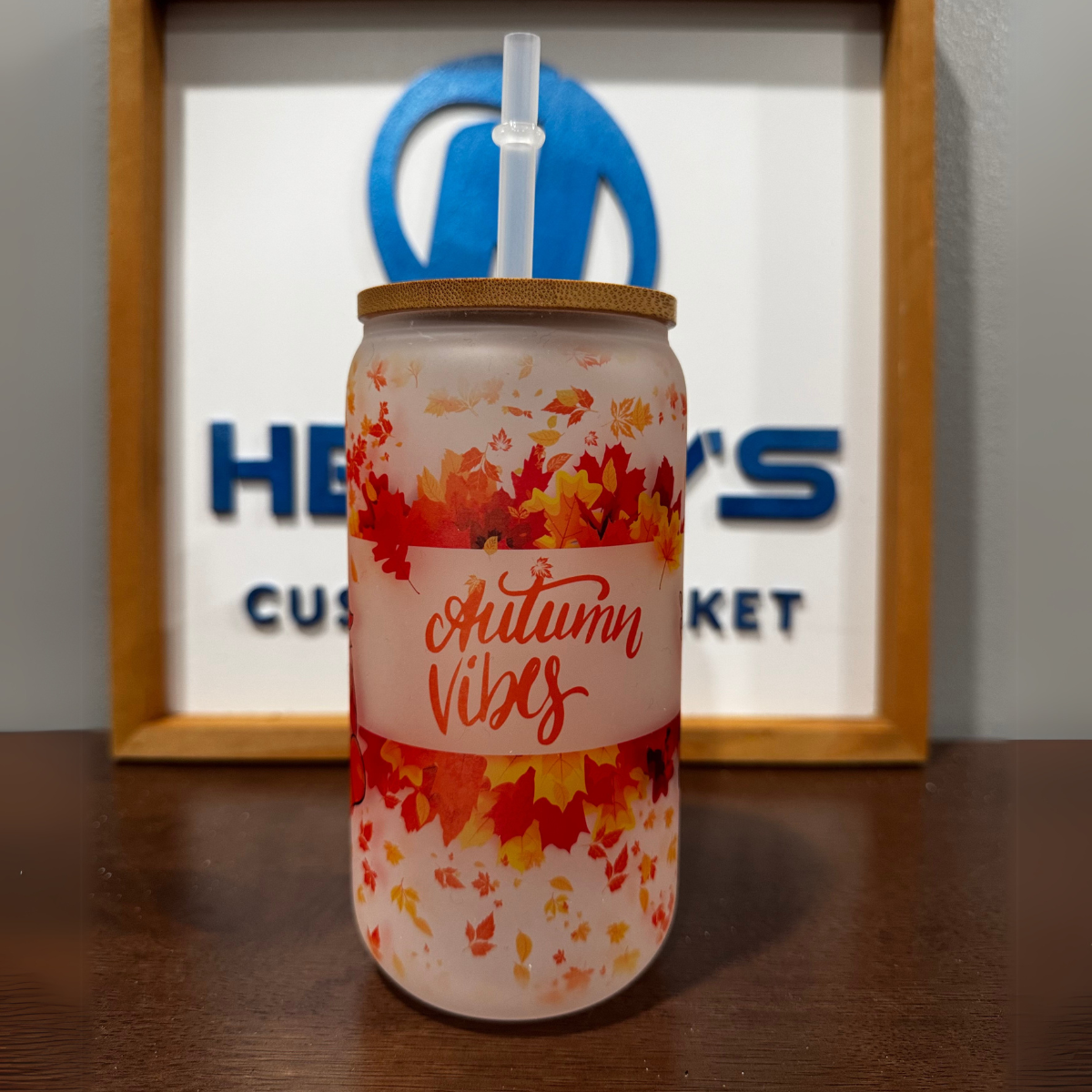 Customizable Frosted Glass 16oz – Personalized with Lid & Straw