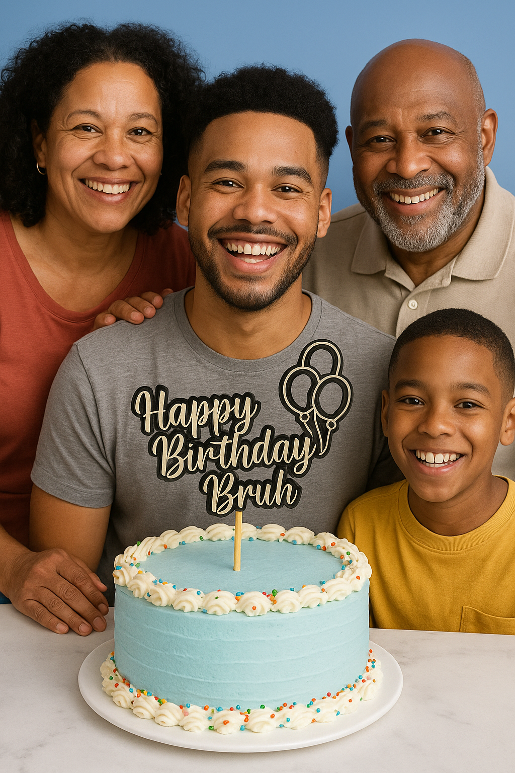 Happy Birthday Bruh Cake Topper – Custom Wooden Party Decoration for Teen or Adult Birthday