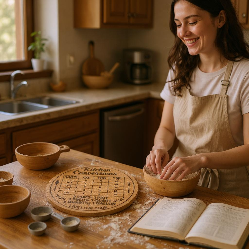 Kitchen Conversions Round Cork Trivet – Engraved Heat Resistant Pot Mat