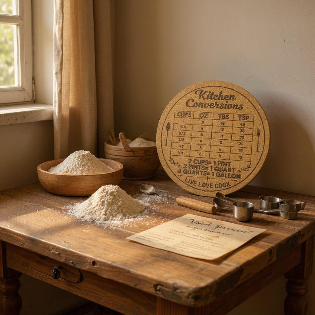 Kitchen Conversions Round Cork Trivet – Engraved Heat Resistant Pot Mat