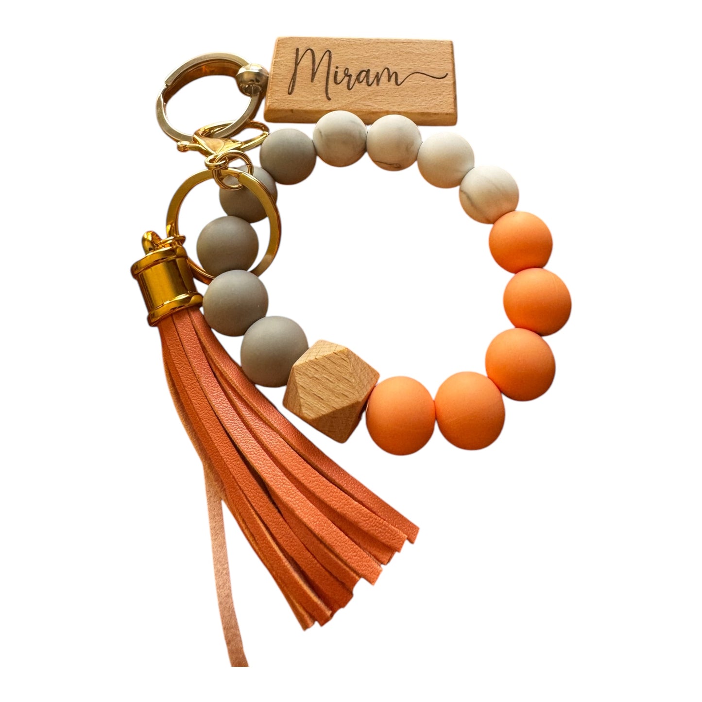 Personalized Keychain Bracelet with Engraved Wood Tag – Limited Edition