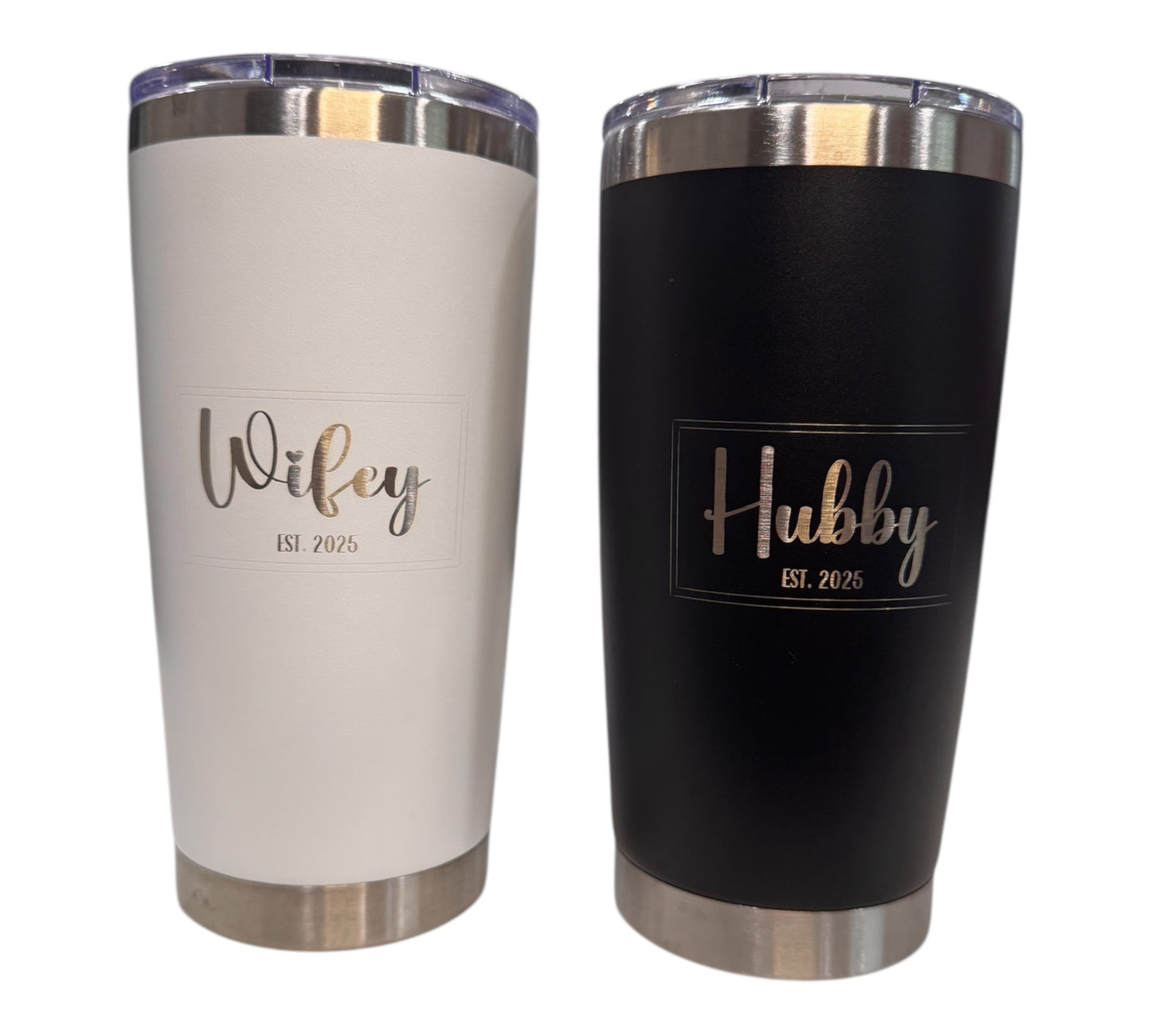 Personalized Hubby & Wifey Tumbler Set – Custom Wedding Gift (Set of 2)