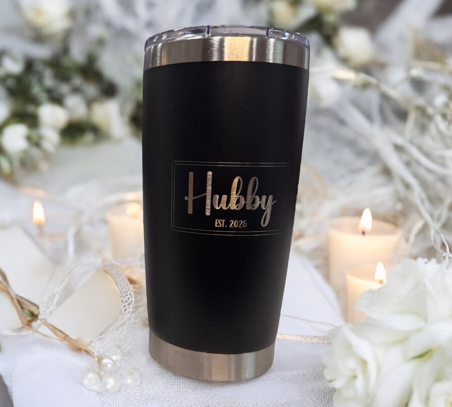 Personalized Hubby & Wifey Tumbler Set – Custom Wedding Gift (Set of 2)
