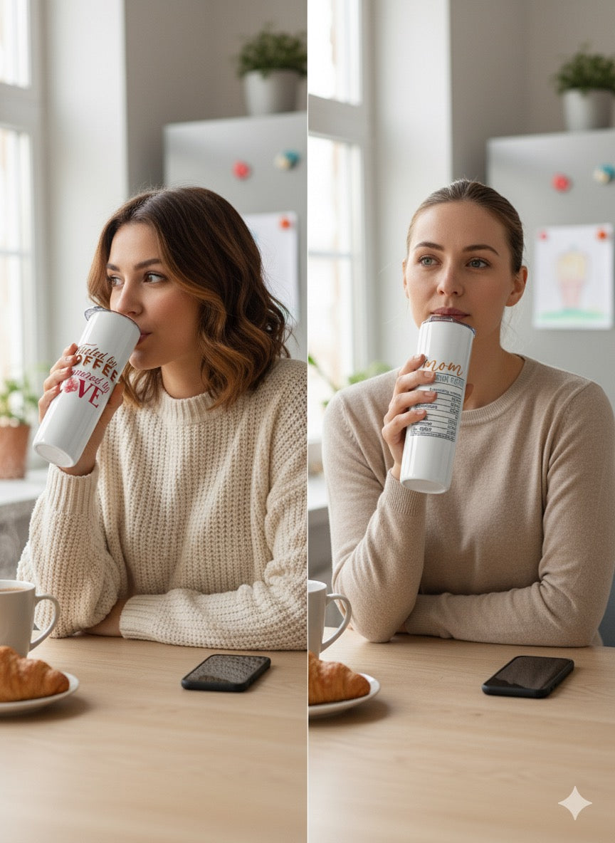 Personalized Mom Tumbler – Fueled by Coffee, Powered by Love – Stainless Steel Insulated Travel Mug – Mother’s Day Gift for Coffee Lovers