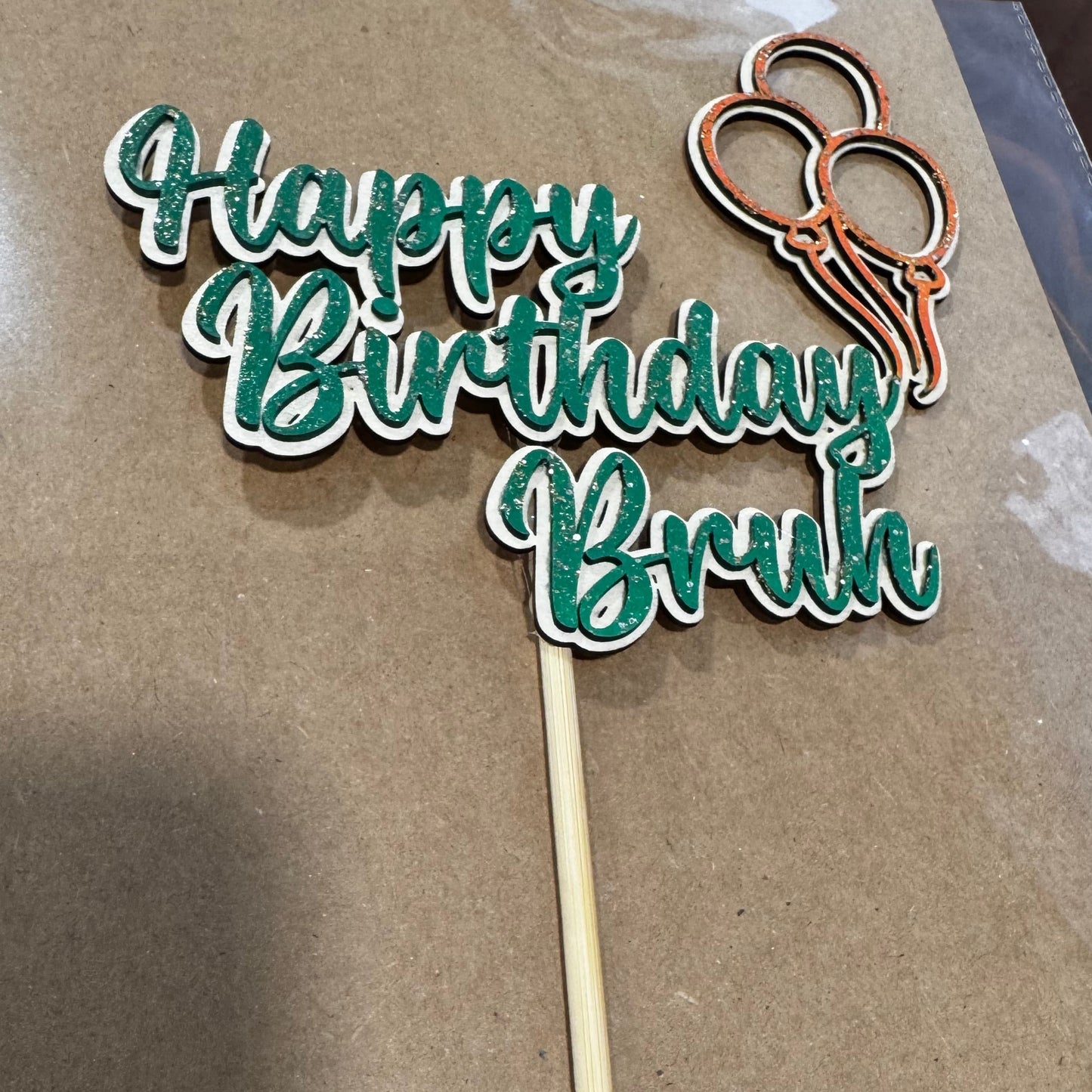 Happy Birthday Bruh Cake Topper – Custom Wooden Party Decoration for Teen or Adult Birthday