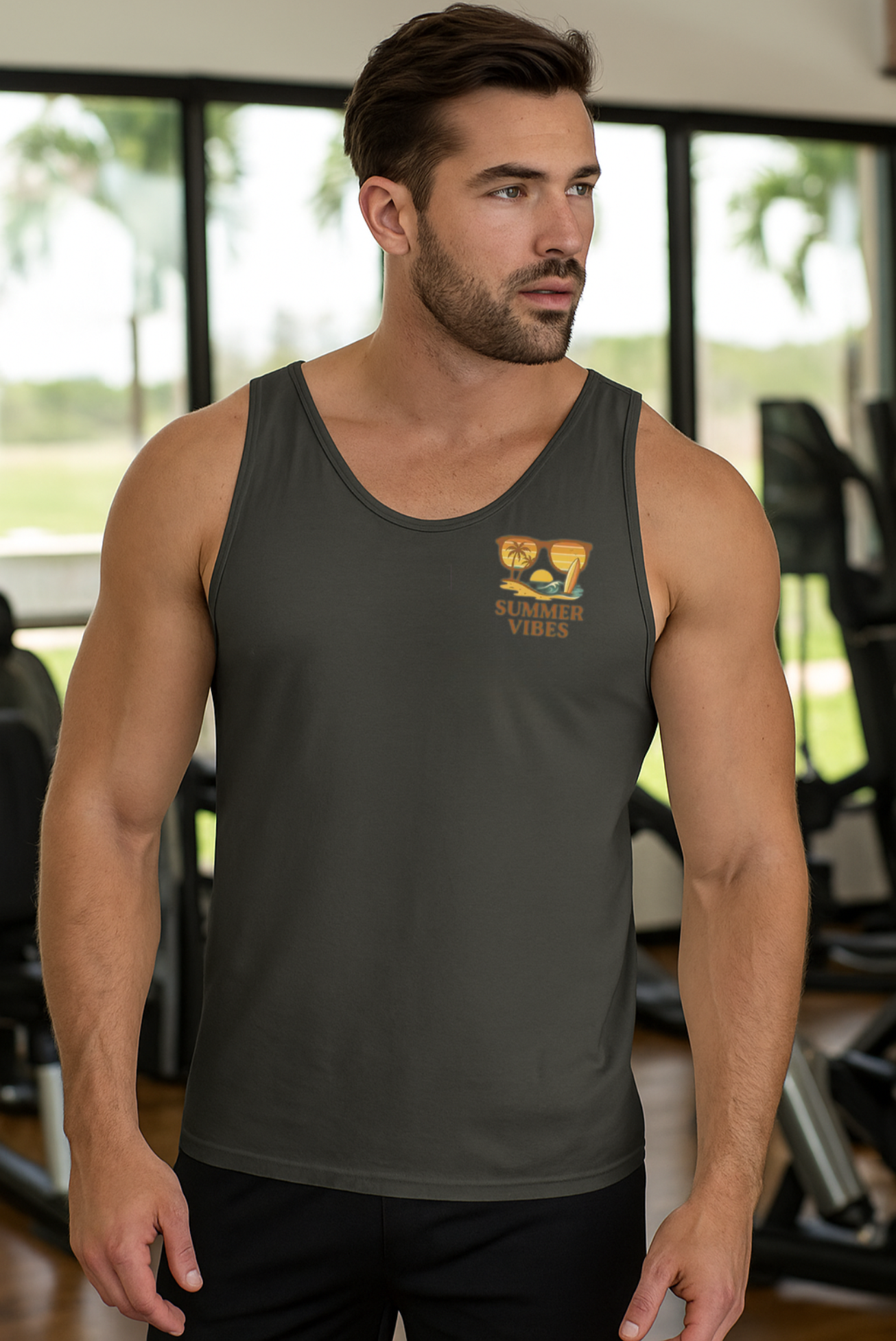 Summer Vibes Men’s Tank Top – Cotton Tank | Beach Sunset Surf Design