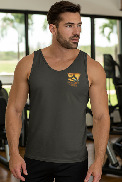 Summer Vibes Men’s Tank Top – Cotton Tank | Beach Sunset Surf Design