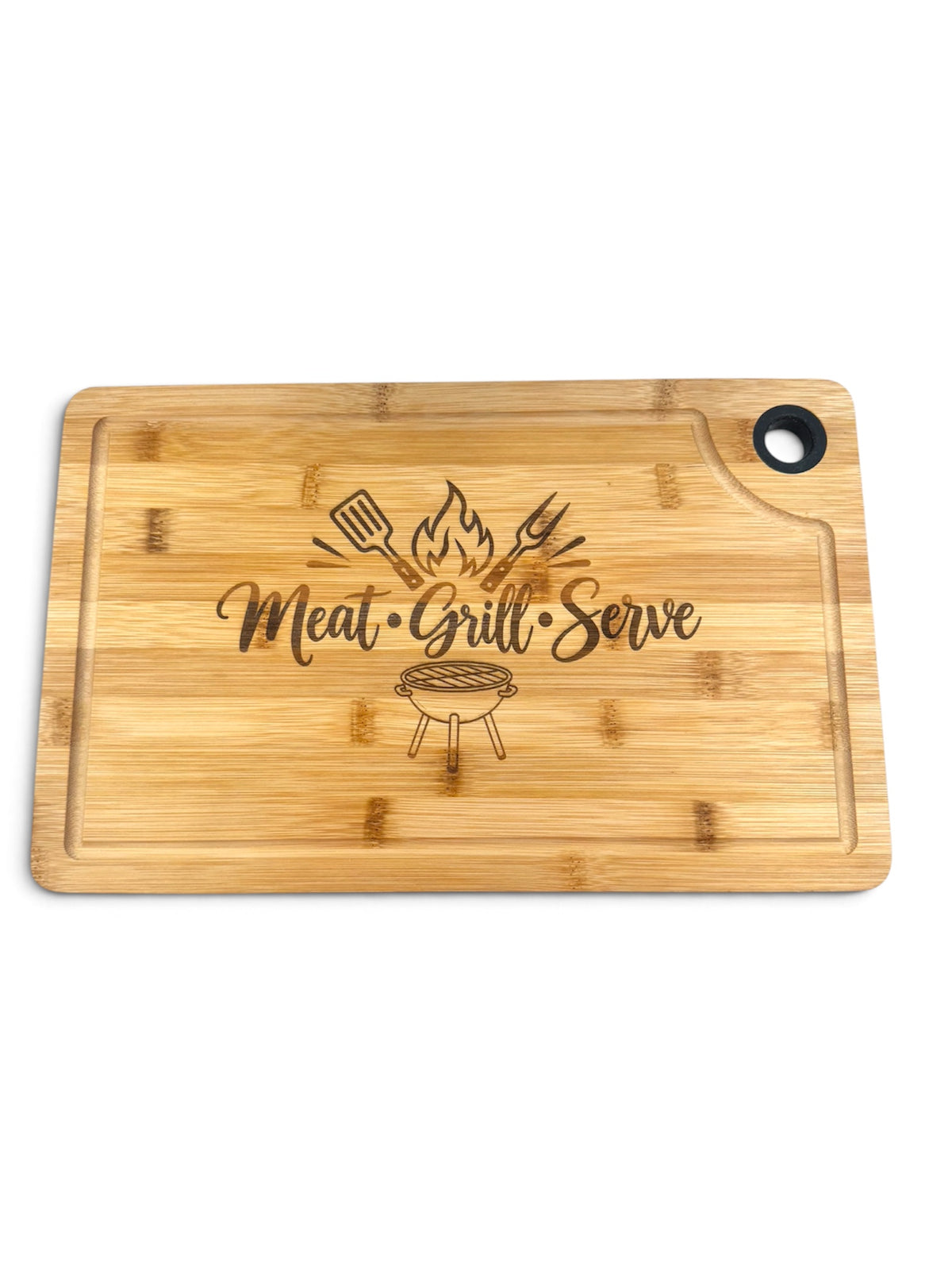 Meat Grill Serve Large Engraved Cutting Board 15x9.5 – BBQ Gift for Him, Grill Lovers & Dad, Bamboo Charcuterie Board