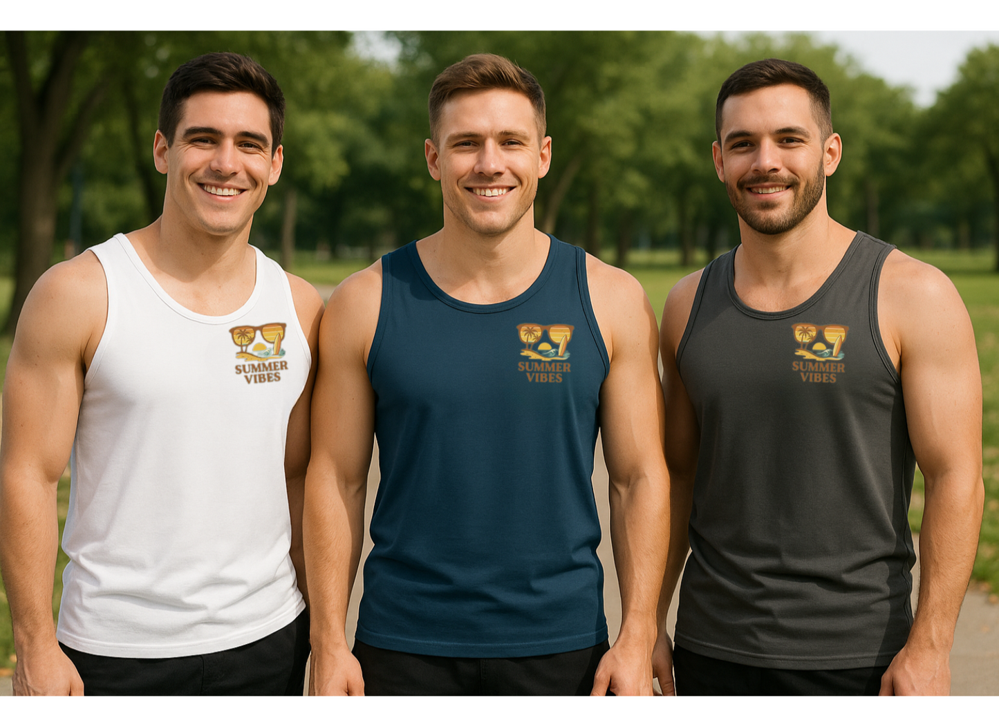 Summer Vibes Men’s Tank Top – Cotton Tank | Beach Sunset Surf Design