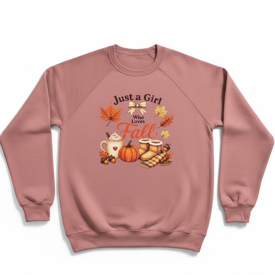 Just a Girl Who Loves Fall Crewneck Sweatshirt – Cozy Autumn Pullover
