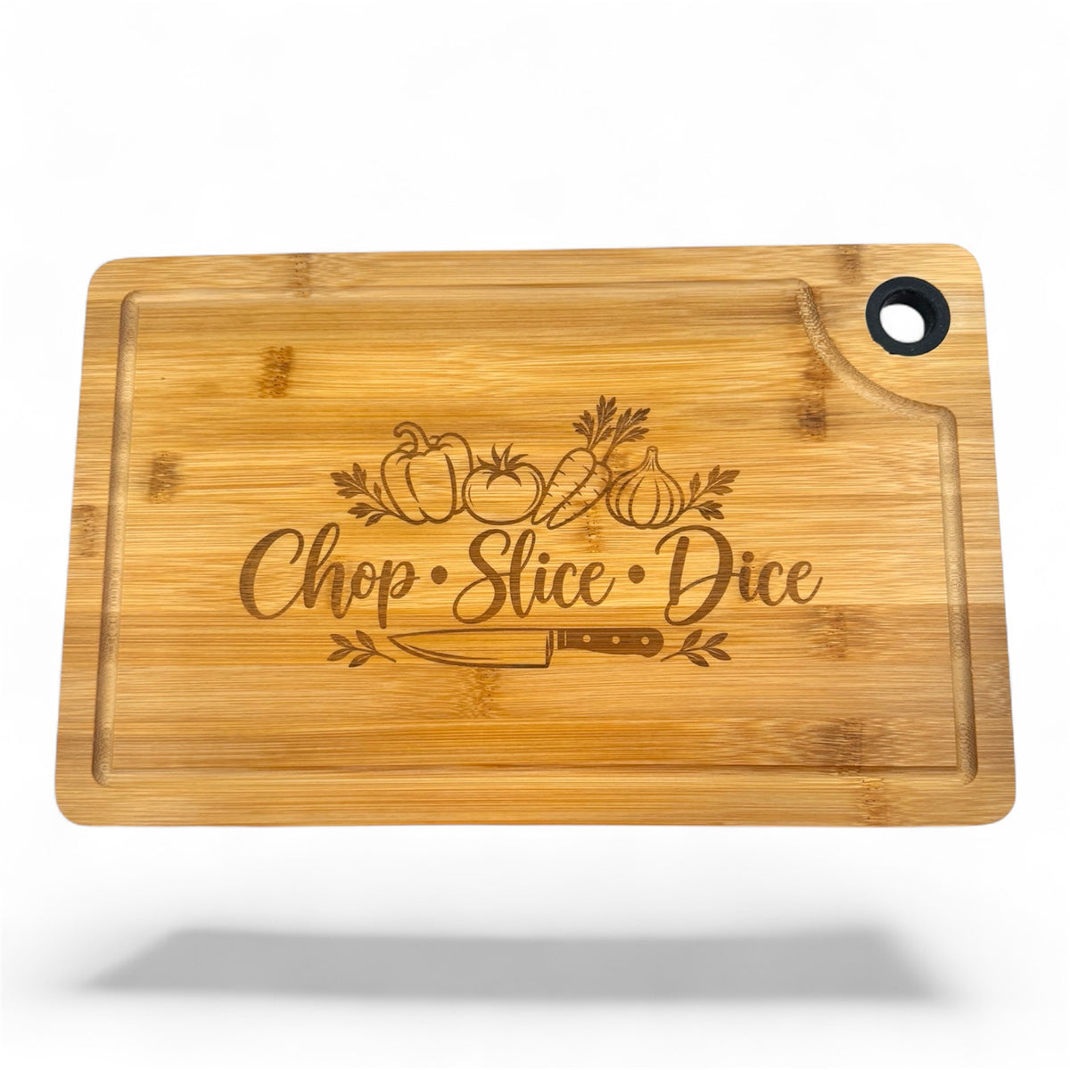 Chop Slice Dice Large Engraved Cutting Board 15x9.5 – Bamboo Charcuterie & Serving Board, Kitchen Gift for Cooks