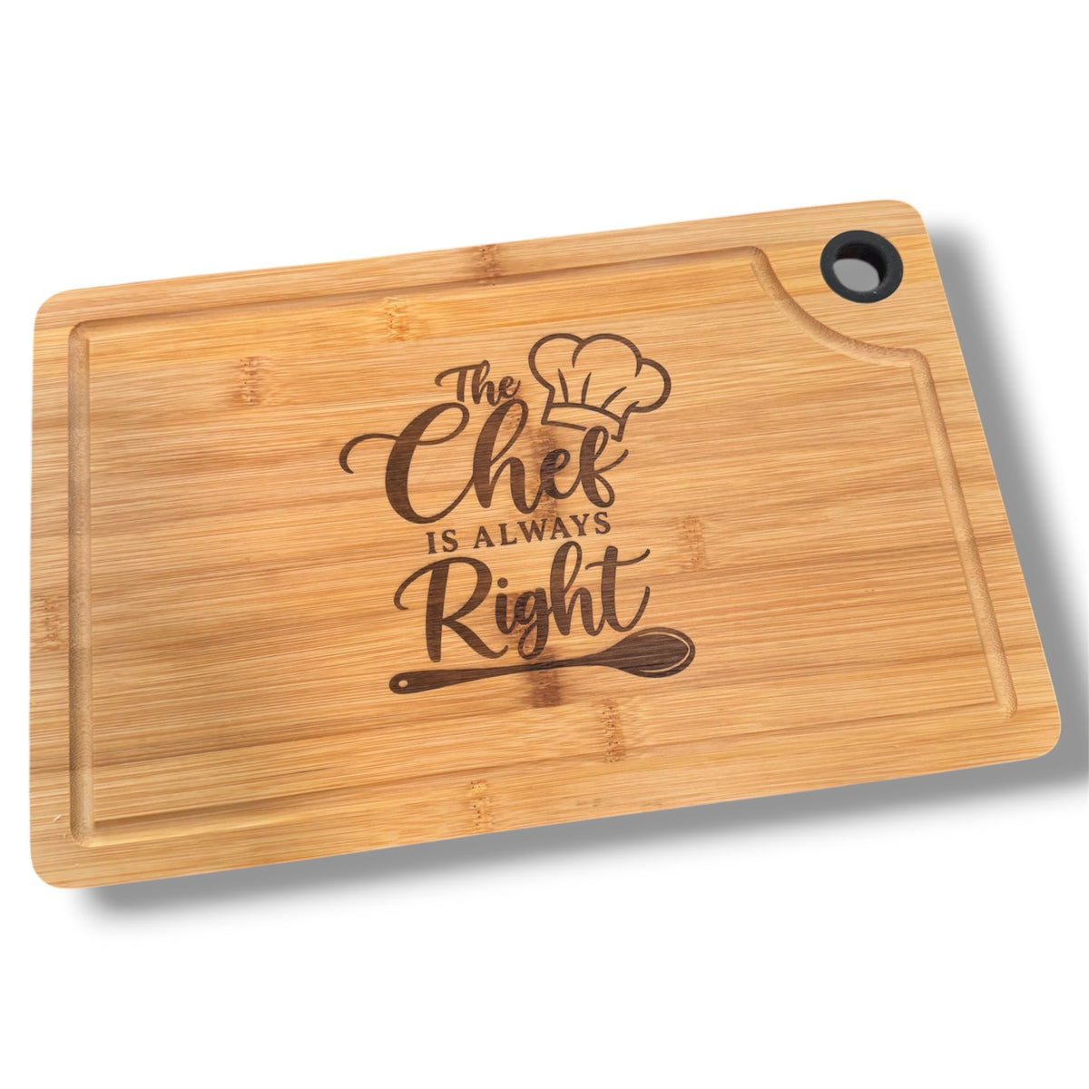 The Chef Is Always Right Large Engraved Cutting Board 15x9.5 – Funny Kitchen Gift for Cooks, Bamboo Charcuterie & Serving Board