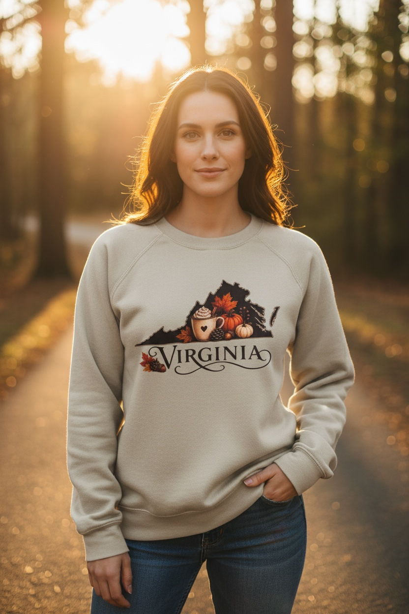Virginia Fall Sweatshirt | Cozy Autumn Crewneck Pullover