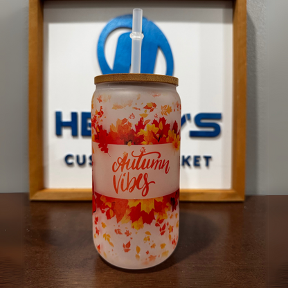Customizable Frosted Glass 16oz – Personalized with Lid & Straw