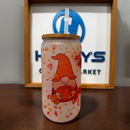 Customizable Frosted Glass 16oz – Personalized with Lid & Straw