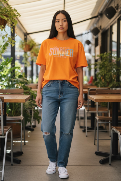 Take Me Where Summer Never Ends Unisex Graphic T-Shirt | Retro Beach Summer Tee