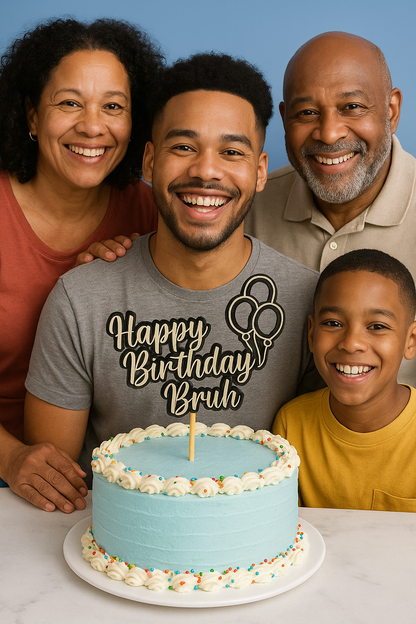 Happy Birthday Bruh Cake Topper – Custom Wooden Party Decoration for Teen or Adult Birthday