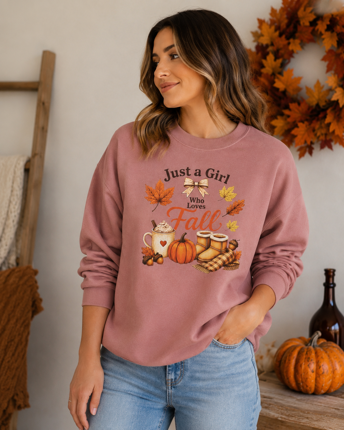 Just a Girl Who Loves Fall Crewneck Sweatshirt – Cozy Autumn Pullover