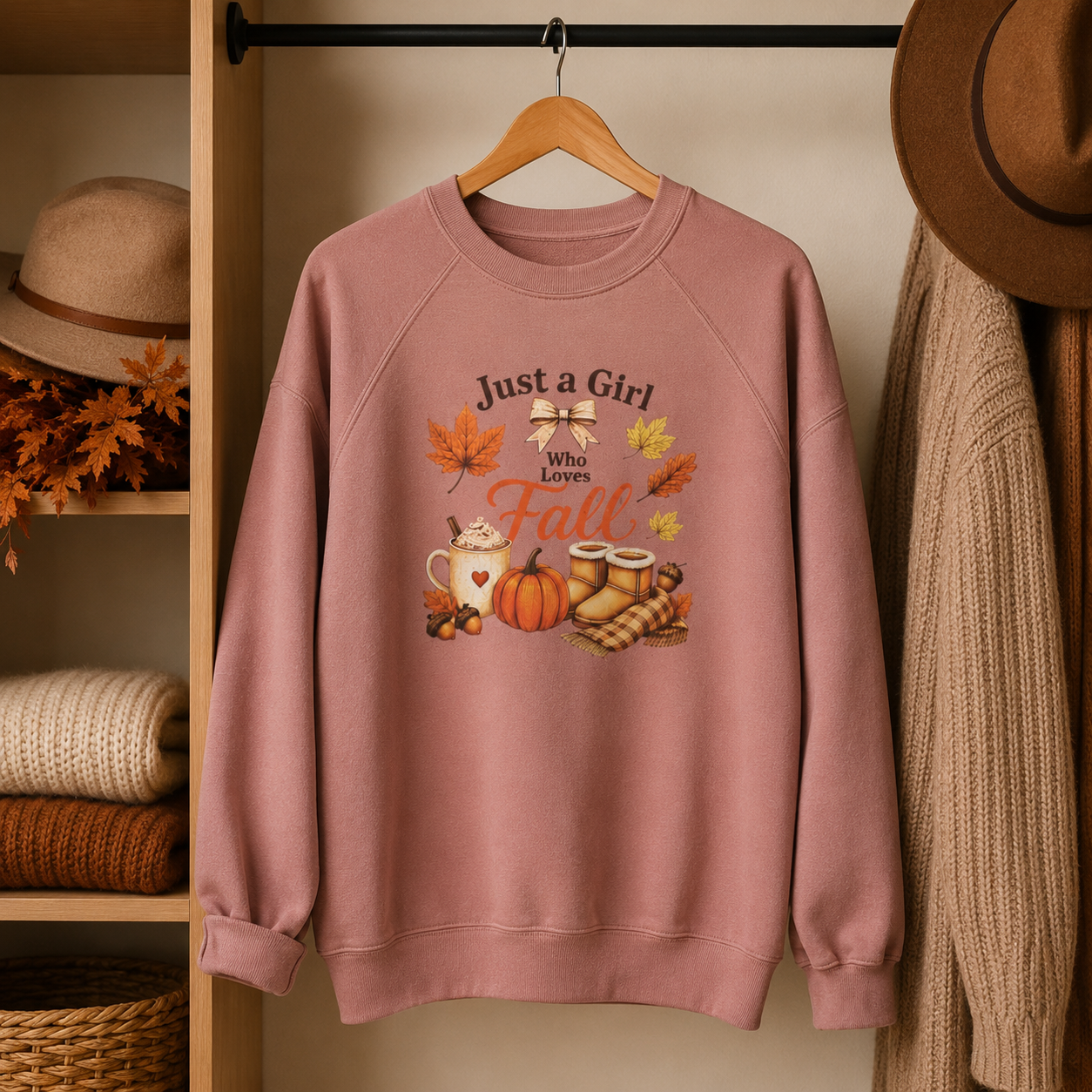 Just a Girl Who Loves Fall Crewneck Sweatshirt – Cozy Autumn Pullover