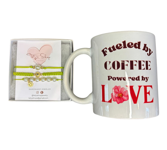 Best Mom Ever Gift Set – Fueled by Coffee Mug+ Handmade Bracelet by Taty’s Jewelry