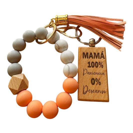 Personalized Keychain Bracelet with Engraved Wood Tag – Limited Edition