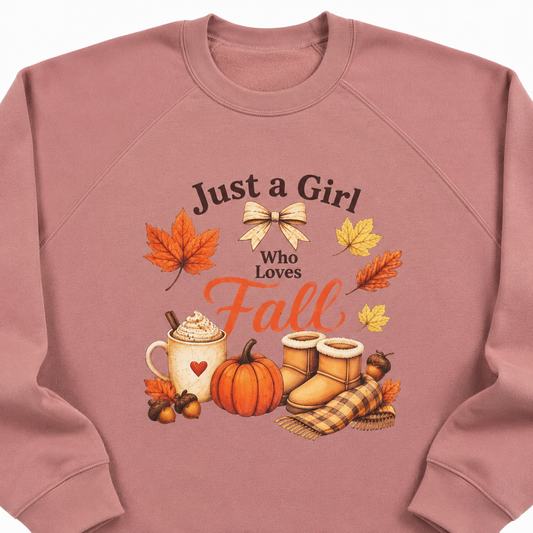 Just a Girl Who Loves Fall Crewneck Sweatshirt – Cozy Autumn Pullover