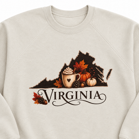 Virginia Fall Sweatshirt | Cozy Autumn Crewneck Pullover