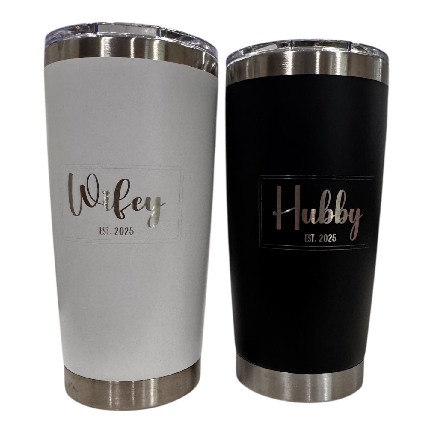 Personalized Hubby & Wifey Tumbler Set – Custom Wedding Gift (Set of 2)