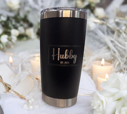 Personalized Hubby & Wifey Tumbler Set – Custom Wedding Gift (Set of 2)