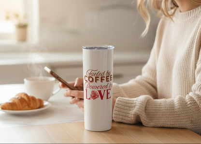 Personalized Mom Tumbler – Fueled by Coffee, Powered by Love – Stainless Steel Insulated Travel Mug – Mother’s Day Gift for Coffee Lovers