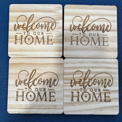 Custom Engraved Natural Wood Coaster – Personalized Laser Engraving