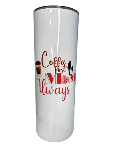 Personalized Mom Tumbler - 20oz Skinny Tumbler with Lid & Straw - Coffee Lover Gift - Insulated Stainless Steel Cup