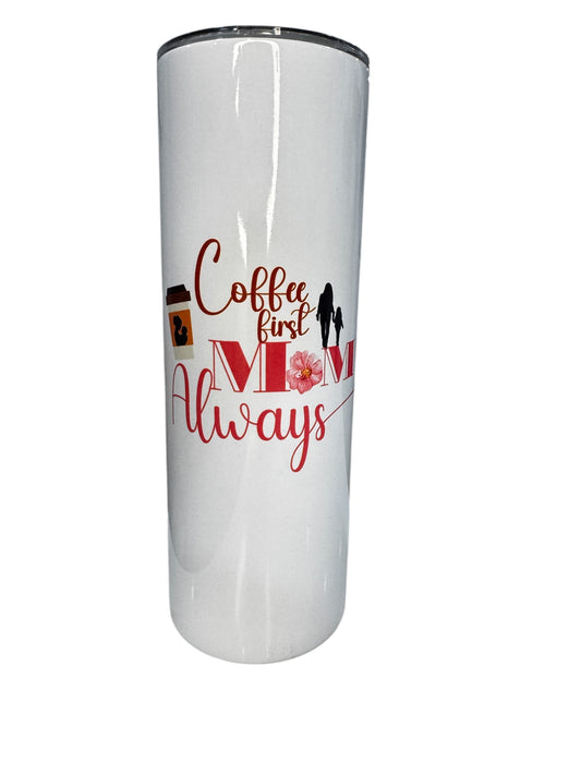 Personalized Mom Tumbler - 20oz Skinny Tumbler with Lid & Straw - Coffee Lover Gift - Insulated Stainless Steel Cup