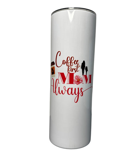 Mother’s Day Gift Set – “Coffee First, Mom Always” Tumbler + Handmade Bracelet Box by Taty’s Jewelry
