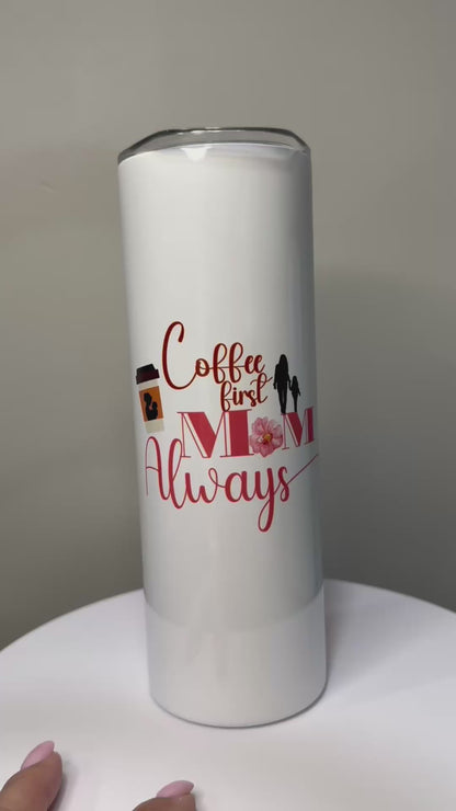 Personalized Mom Tumbler - 20oz Skinny Tumbler with Lid & Straw - Coffee Lover Gift - Insulated Stainless Steel Cup